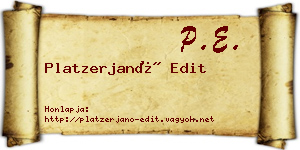 Platzerjanó Edit névjegykártya